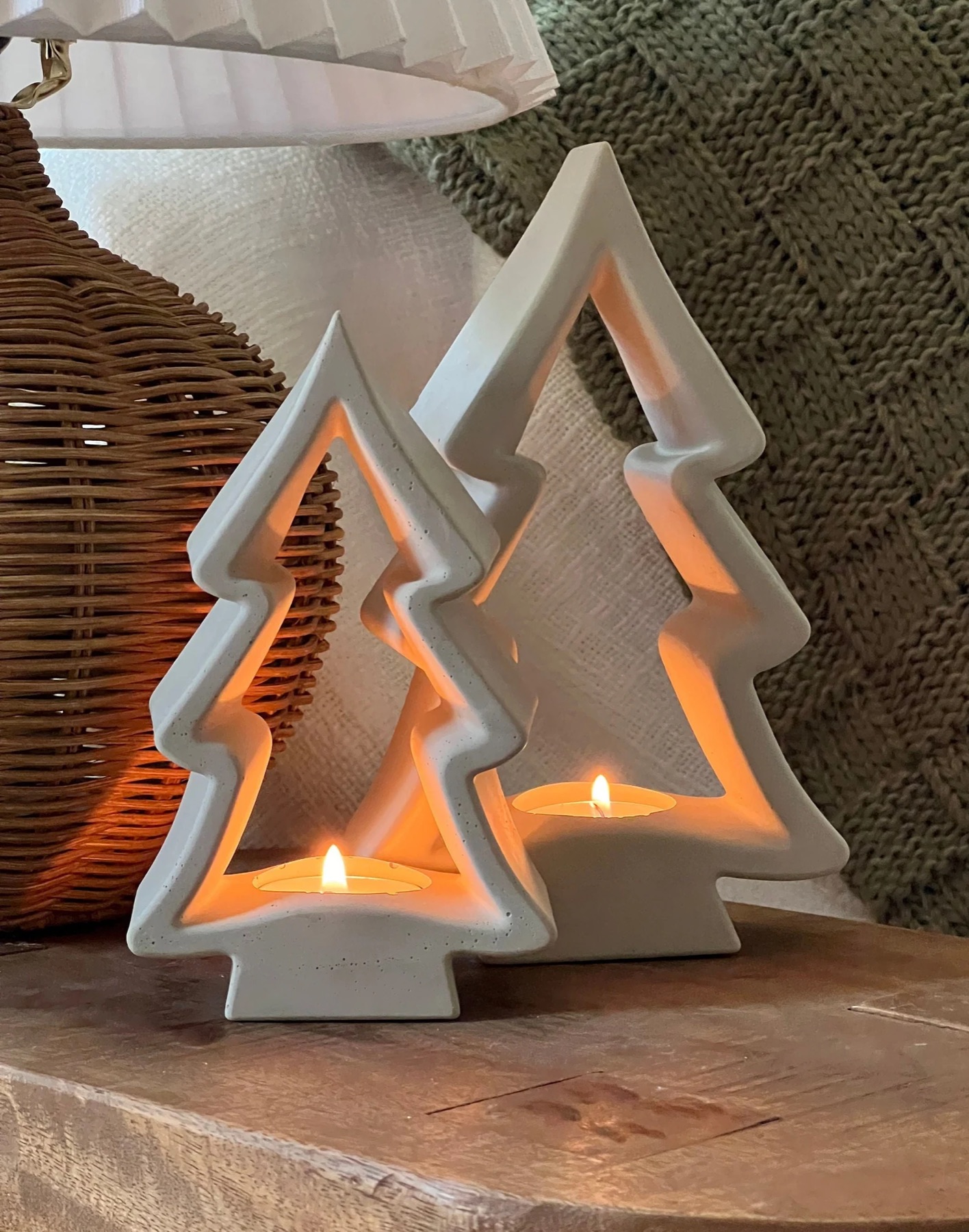 Concrete Christmas tree tealight holders